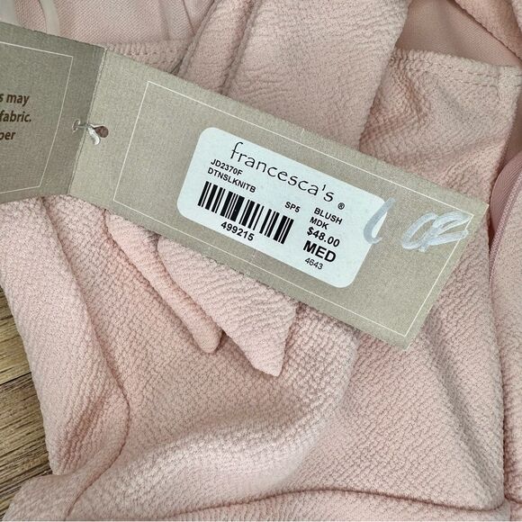 NWT Francesca’s Collections Light Pink Bow Back Halter Fit and Flare Mini Dress - Picture 4 of 5